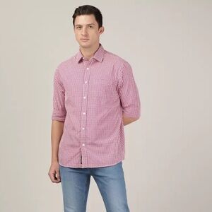 Eton Red / White Check Contemporary Dress Shirt 41 16